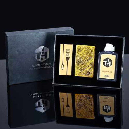 Бензинова USB запальничка HL-842 Gold
