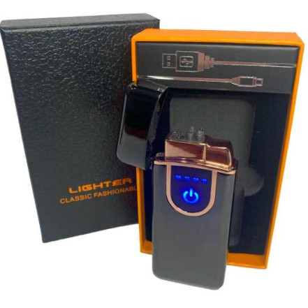 Електроімпульсна USB + газова запальничка в подарунковій упаковці HL-420 Black-ice