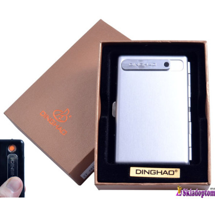 Портсигар + USB запальничка 4846-Silver (На 10 сигарет, спіраль розжарювання) Портсигар + USB запальничка 4846-Silver (На 10 сигарет, спіраль розжарювання)