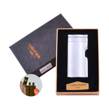 Запальничка USB в подарунковій коробці Lighter HL-37 Silver (Електроімпульсна, подвійна дуга) Запальничка USB в подарунковій коробці Lighter HL-37 Silver (Електроімпульсна, подвійна дуга)
