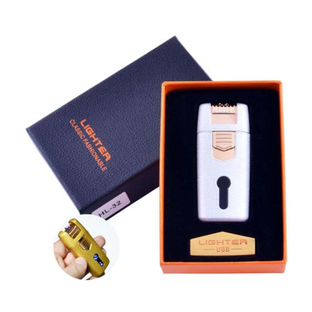 USB зажигалка в подарочной коробке Lighter HL-32 White (Электроимпульсная, двойная дуга) USB зажигалка в подарочной коробке Lighter HL-32 White (Электроимпульсная, двойная дуга)