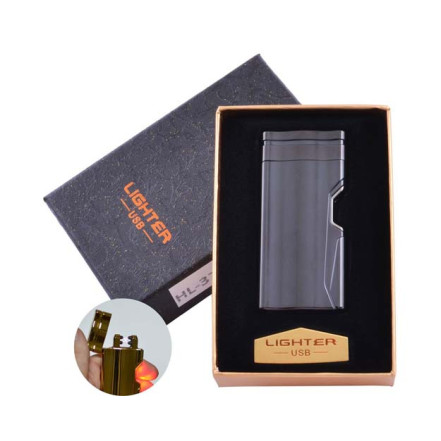 USB зажигалка в подарочной коробке Lighter HL-37 Black (Электроимпульсная, двойная дуга) USB зажигалка в подарочной коробке Lighter HL-37 Black (Электроимпульсная, двойная дуга)