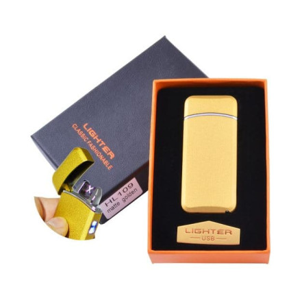 Електроімпульсна запальничка у подарунковій коробці Lighter HL-109 Gold Електроімпульсна запальничка у подарунковій коробці Lighter HL-109 Gold