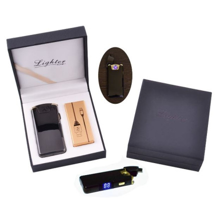 Електроімпульсна запальничка у подарунковій коробці Lighter HL-111 Black Електроімпульсна запальничка у подарунковій коробці Lighter HL-111 Black
