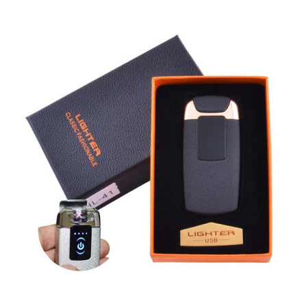 Электроимпульсная зажигалка в подарочной упаковке Lighter HL-41 Black (Двойная молния, USB) Электроимпульсная зажигалка в подарочной упаковке Lighter HL-41 Black (Двойная молния, USB)