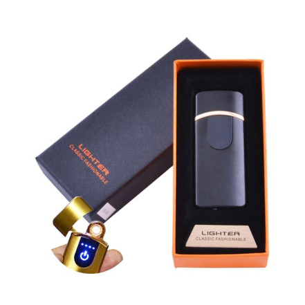 USB зажигалка в подарочной коробке Lighter HL-43 Black (Спираль накаливания)