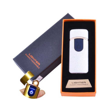 USB зажигалка в подарочной коробке Lighter HL-43 White (Спираль накаливания)