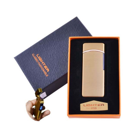 Электроимпульсная зажигалка в подарочной упаковке Lighter HL-44 Gold (Двойная молния, USB) Электроимпульсная зажигалка в подарочной упаковке Lighter HL-44 Gold (Двойная молния, USB)