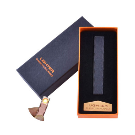 USB зажигалка в подарочной коробке Lighter HL-47 Black (Спираль накаливания)