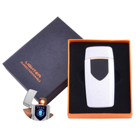USB зажигалка в подарочной коробке Lighter HL-57 White (Спираль накаливания)