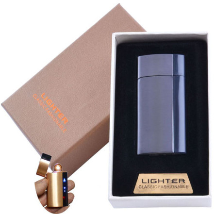 USB зажигалка в подарочной коробке Lighter 4981 Black (Спираль накаливания)
