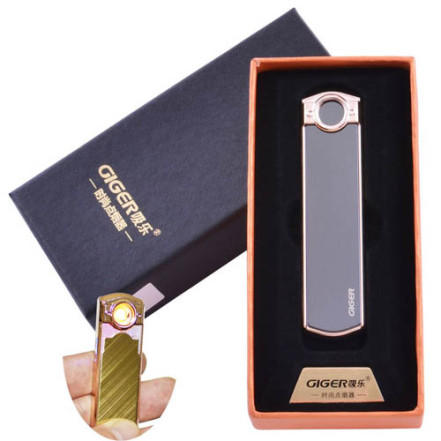 USB зажигалка в подарочной коробке Lighter HL-60 Black (Спираль накаливания)