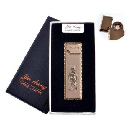 USB зажигалка в подарочной упаковке 4793-3 ("Парусник",двухсторонняя, спираль накаливания)