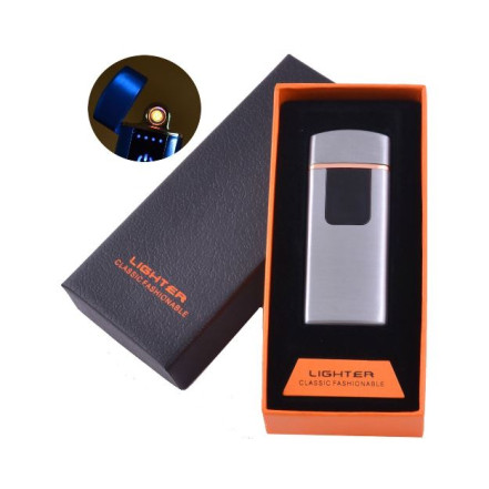 USB запальничка в подарунковій коробці LIGHTER HL-132 Silver (Спіраль розжарювання)