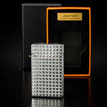 Газова запальничка Diamond Grid HL-806 Silver Газова запальничка Diamond Grid HL-806 Silver