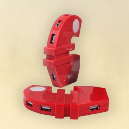 USB-хаб Євро червоний з кабелем