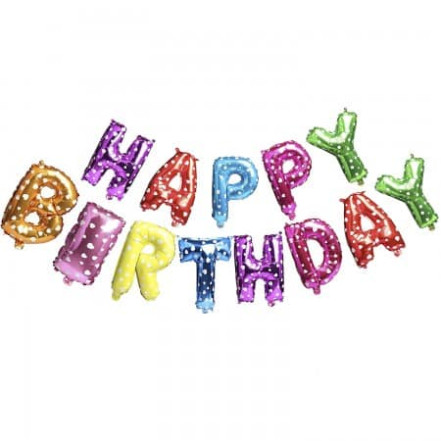 Куля-гірлянда HAPPY BIRTHDAY, 40см, кольорова Куля-гірлянда HAPPY BIRTHDAY, 40см, кольорова