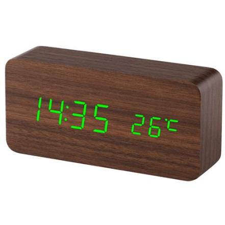 Годинник мережевий VST-862-4 зелений, (корпус коричневий) температура, USB Годинник мережевий VST-862-4 зелений, (корпус коричневий) температура, USB