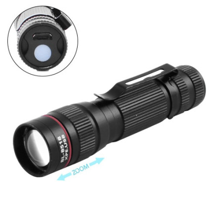 Фонарь Police B518-XPE, ЗУ micro USB, встроенный аккумулятор, zoom, зажим