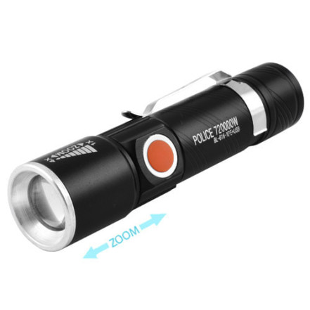 Ліхтар Police 616-XPE, ЗУ USB, вбудований акумулятор, zoom, затискач Ліхтар Police 616-XPE, ЗУ USB, вбудований акумулятор, zoom, затискач