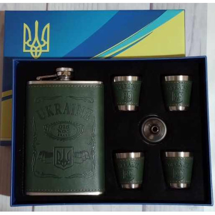 Подарунковий набір MOONGRASS 6в1 з флягою, чарками, лійкою UKRAINE WKL-080 Подарунковий набір MOONGRASS 6в1 з флягою, чарками, лійкою UKRAINE WKL-080