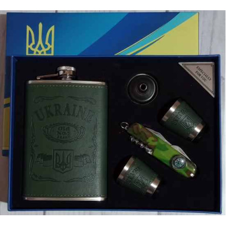 Подарунковий набір MOONGRASS 5в1 з флягою, чарками, лійкою, ножем UKRAINE WKL-082 Подарунковий набір MOONGRASS 5в1 з флягою, чарками, лійкою, ножем UKRAINE WKL-082