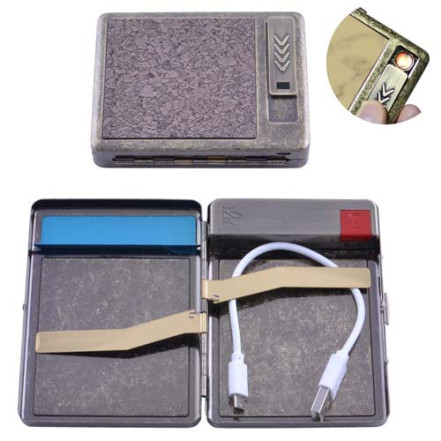 Портсигар із USB запальничкою HL-8001-4 (На 20 сигарет, спіраль розжарювання) Портсигар із USB запальничкою HL-8001-4 (На 20 сигарет, спіраль розжарювання)