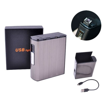 Портсигар + USB запальничка Електроімпульсна HL-157 Black Портсигар + USB запальничка Електроімпульсна HL-157 Black