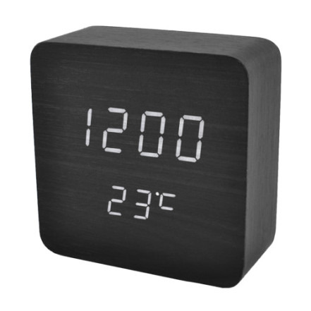 Годинник мережевий VST-872-6 білий, (корпус чорний) USB