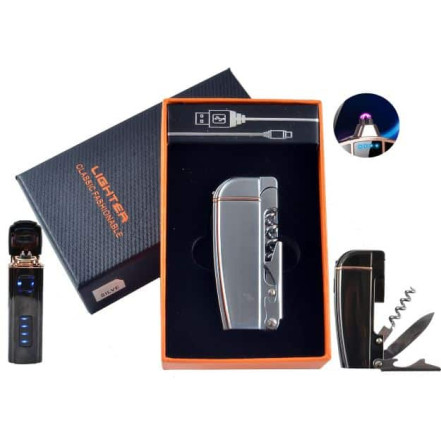 Електроімпульсна запальничка USB HL-221 Silver Електроімпульсна запальничка USB HL-221 Silver
