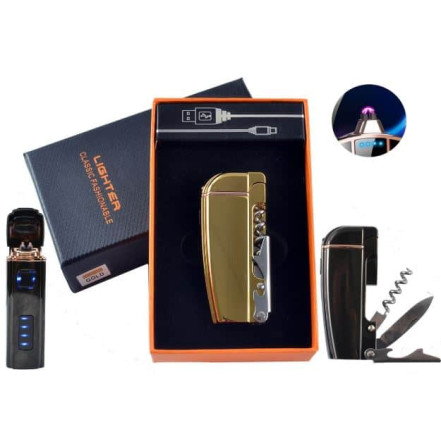 Електроімпульсна запальничка USB HL-221 Gold Електроімпульсна запальничка USB HL-221 Gold