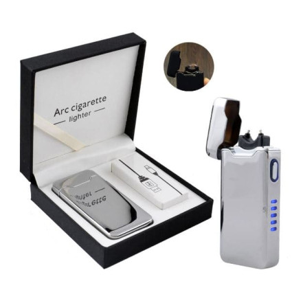 Электроимпульсная USB зажигалка HL-216 Silver Электроимпульсная USB зажигалка HL-216 Silver