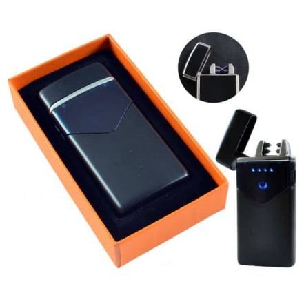 Электроимпульсная USB зажигалка две молнии HL-223 Black Электроимпульсная USB зажигалка две молнии HL-223 Black