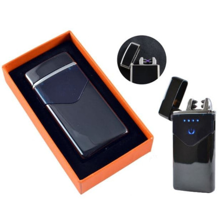 Электроимпульсная USB зажигалка две молнии HL-222 Black Электроимпульсная USB зажигалка две молнии HL-222 Black