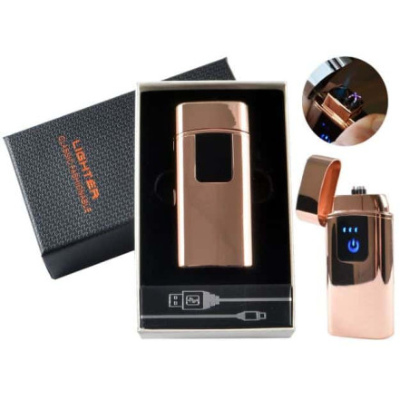 Электроимпульсная USB + газовая зажигалка в подарочной упаковке HL-249 Gold Электроимпульсная USB + газовая зажигалка в подарочной упаковке HL-249 Gold