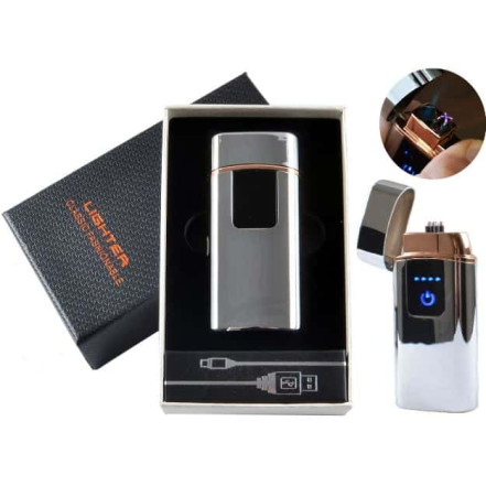 Электроимпульсная USB + газовая зажигалка в подарочной упаковке HL-249 Silver Электроимпульсная USB + газовая зажигалка в подарочной упаковке HL-249 Silver