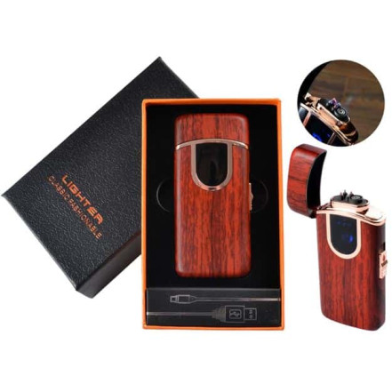 Электроимпульсная USB + газовая зажигалка в подарочной упаковке HL-254 Mahogany grain Электроимпульсная USB + газовая зажигалка в подарочной упаковке HL-254 Mahogany grain