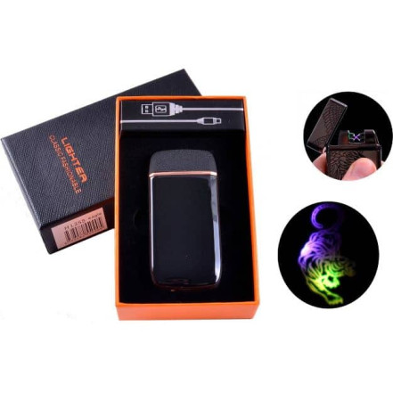 Электроимпульсная USB зажигалка две молнии, подсветка HL-255 Tiger Электроимпульсная USB зажигалка две молнии, подсветка HL-255 Tiger