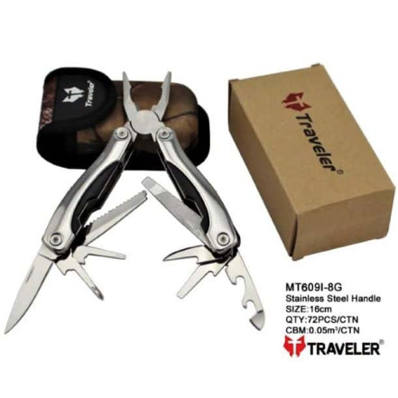 Мультитул Traveler 14в1 MT-609I-8G металевий Мультитул Traveler 14в1 MT-609I-8G металевий