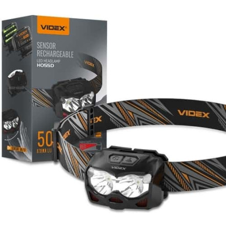 Ліхтар Налобний VIDEX VLF-H055D (500Lm/Сенсор/USB-C/IP65) Ліхтар Налобний VIDEX VLF-H055D (500Lm/Сенсор/USB-C/IP65)
