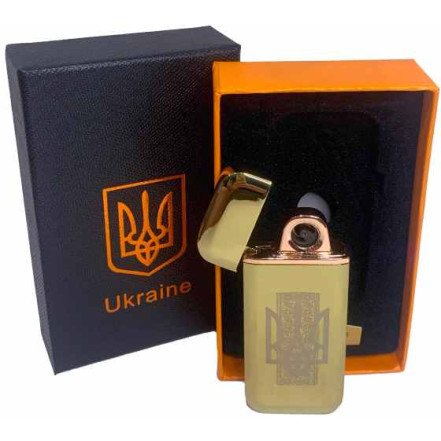 Електроімпульсна запальничка у подарунковій коробці "Герб України" HL-443 Gold Електроімпульсна запальничка у подарунковій коробці "Герб України" HL-443 Gold