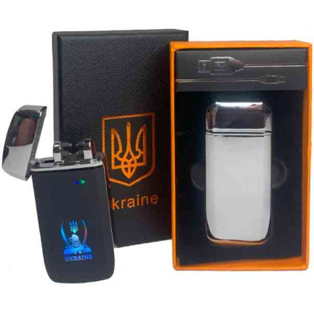 Електроімпульсна запальничка у подарунковій коробці "Україна" HL-452 Silver