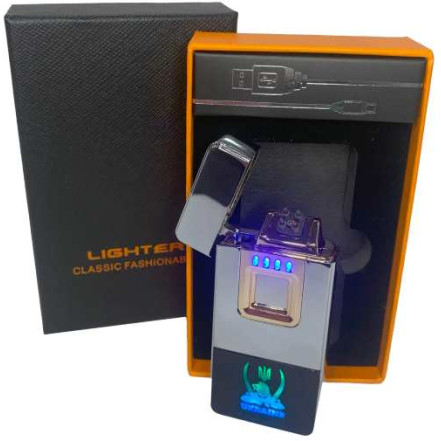 Електроімпульсна запальничка у подарунковій коробці "Україна" HL-430 Silver