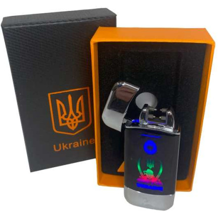 Електроімпульсна запальничка у подарунковій коробці "Україна" HL-438 Silver