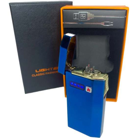 Электроимпульсная USB + зажигалка газовая в подарочной упаковке HL-428 Blue Электроимпульсная USB + зажигалка газовая в подарочной упаковке HL-428 Blue