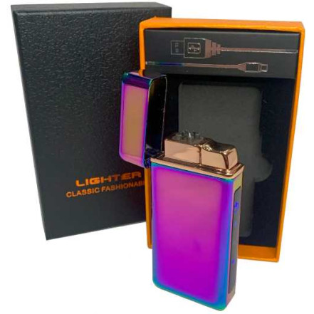 Електроімпульсна USB + газова запальничка в подарунковій упаковці HL-419 Rainbow