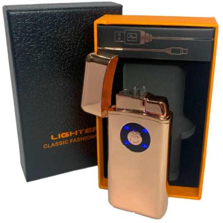 Електроімпульсна USB + газова запальничка в подарунковій упаковці HL-421 Gold Електроімпульсна USB + газова запальничка в подарунковій упаковці HL-421 Gold