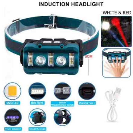 Ліхтар налобний W-6112A-2XPE+12SMD+6SMD (white+red) Ліхтар налобний W-6112A-2XPE+12SMD+6SMD (white+red)