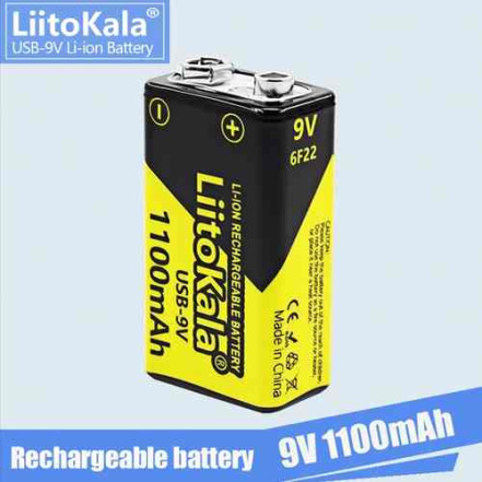 Акумулятор Крона LiitoKala USB-9V 1100mAh Li-ion Акумулятор Крона LiitoKala USB-9V 1100mAh Li-ion