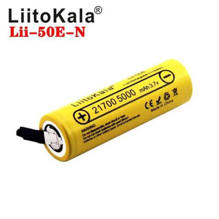 Акумулятор 21700, LiitoKala 50E-N, 5000mAh, з контактами під паяння Акумулятор 21700, LiitoKala 50E-N, 5000mAh, з контактами під паяння